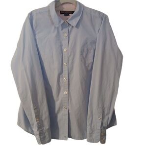 Vineyard Vines Women's Blue & White 100% Cotton Button-Up Blouse Top Large